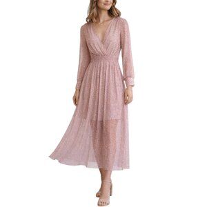 Kate & Lily Blush Pink Sheer Maxi Dress Boho Romantic Cottagecore Size 6